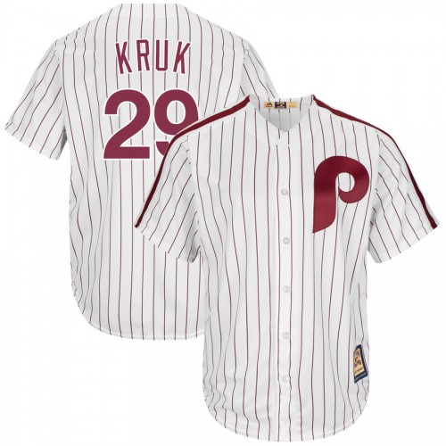 Philadelphia Philadelphia Phillies #29 John Kruk Majestic Cooperstown Collection Cool Base Player Jersey White Men's