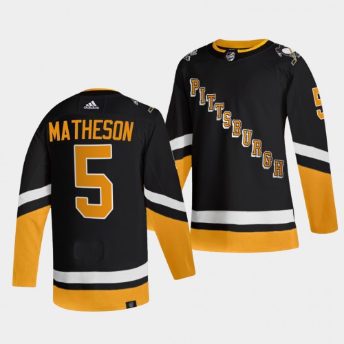 Adidas Pittsburgh Penguins #5 Mike Matheson Men's 2021-22 Alternate Authentic Jersey - Black Men's