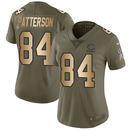 Chicago Bears #84 Cordarrelle Patterson Olive/Gold Women's Stitched Limited 2017 Salute To Service Jersey Womens