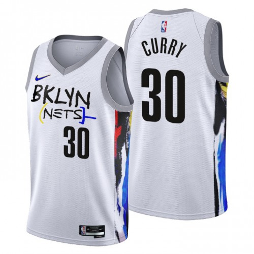 Brooklyn Nets #30 Seth Curry Mens 2022-23 City Edition Jersey - Cherry Blossom White Mens