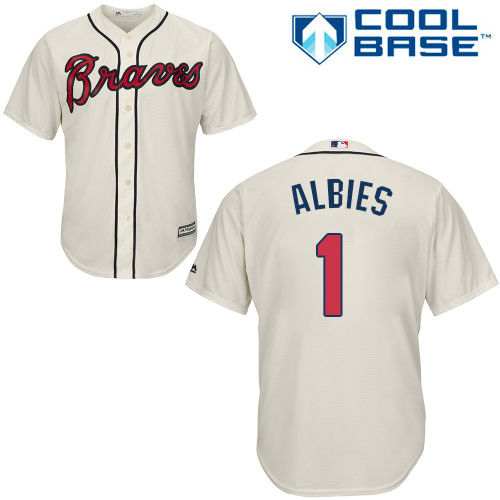 Atlanta Braves #1 Ozzie Albies Cream Cool Base Stitched Youth Jersey Youth