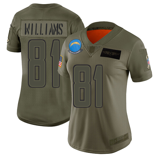 Los Angeles Chargers #81 Mike Williams Camo Women's Stitched Limited 2019 Salute to Service Jersey Womens