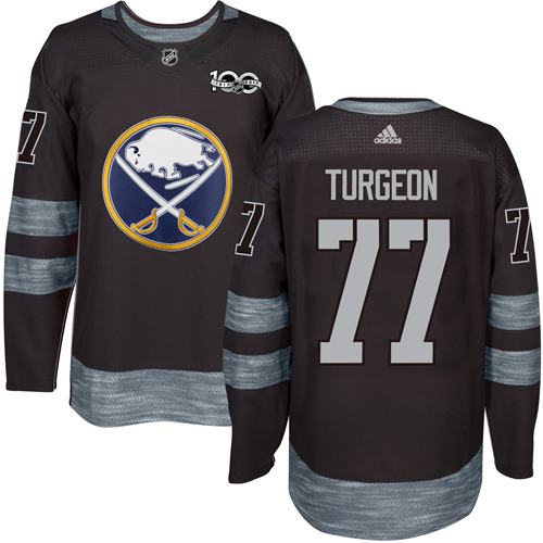 Adidas Buffalo Sabres #77 Pierre Turgeon Black 1917-2017 100th Anniversary Stitched Jersey Men's