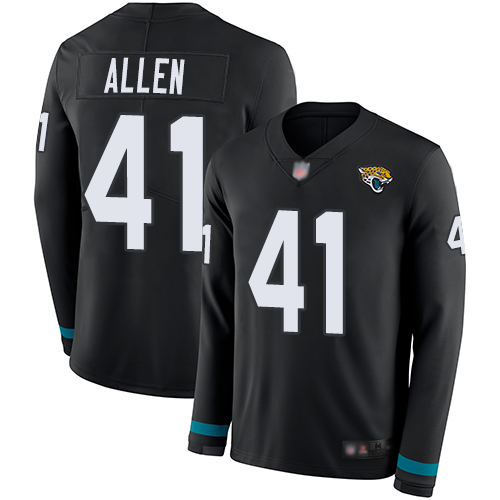 Jaguars #41 Josh Allen Black Team Color Youth Stitched Limited Therma Long Sleeve Jersey
