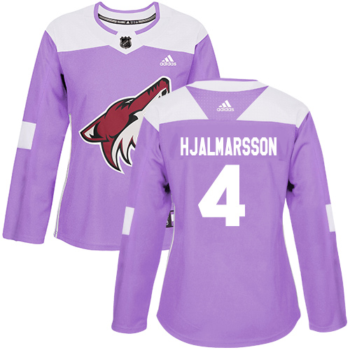 Adidas Arizona Coyotes #4 Niklas Hjalmarsson Purple Authentic Fights Cancer Women's Stitched Jersey Womens
