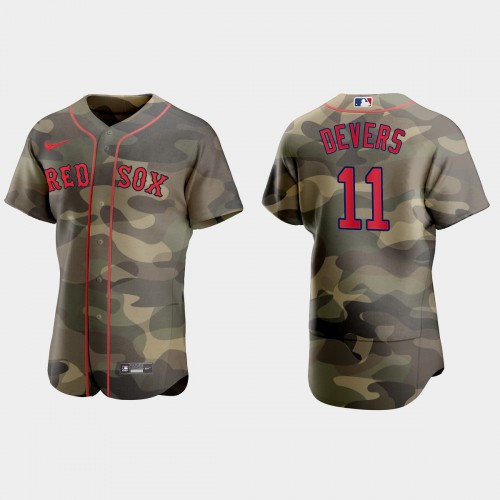 Boston Boston Red Sox #11 Rafael Devers Men's 2021 Armed Forces Day Authentic Jersey -Camo Men's