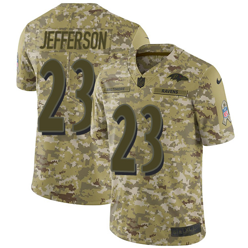 Baltimore Ravens #23 Tony Jefferson Camo Men's Stitched Limited 2018 Salute To Service Jersey Men's