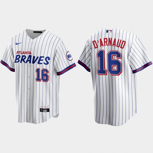 Atlanta Atlanta Braves #16 Travis D'Arnaud White Men's 2021 City Connect Replica Jersey Men's
