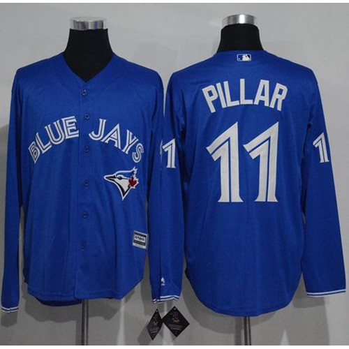 Toronto Blue Jays #11 Kevin Pillar Blue New Cool Base Long Sleeve Stitched Jersey Men's