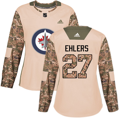 Adidas Winnipeg Jets #27 Nikolaj Ehlers Camo Authentic 2017 Veterans Day Women's Stitched Jersey Womens