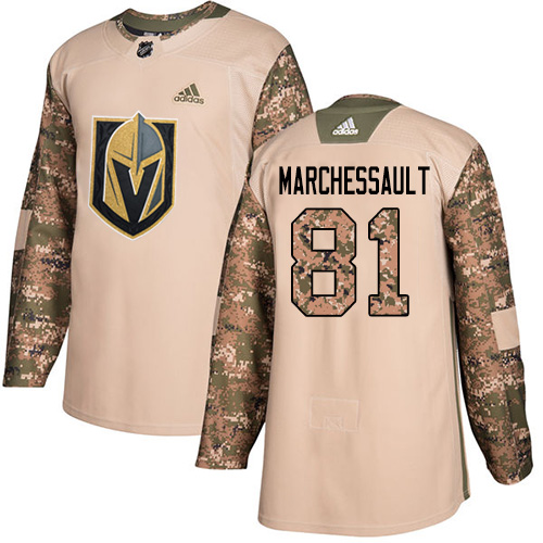 Adidas Golden Vegas Golden Knights #81 Jonathan Marchessault Camo Authentic 2017 Veterans Day Stitched Youth Jersey Youth