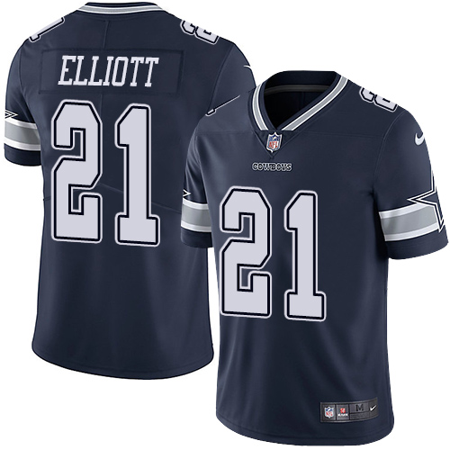 Cowboys #21 Ezekiel Elliott Navy Blue Team Color Men's Stitched Vapor Untouchable Limited Jersey