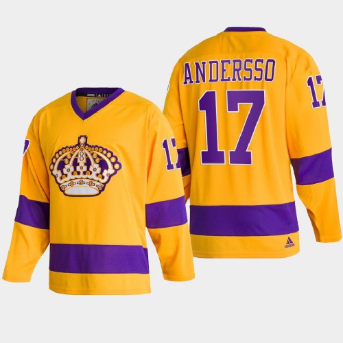 Adidas Los Angeles Kings #17 Lias Andersson Team Classics Gold Men's 2022 Throwback Jersey Men's