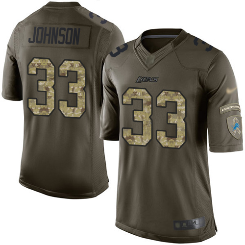 Detroit Lions #33 Kerryon Johnson Green Men's Stitched Limited 2015 Salute to Service Jersey Men's