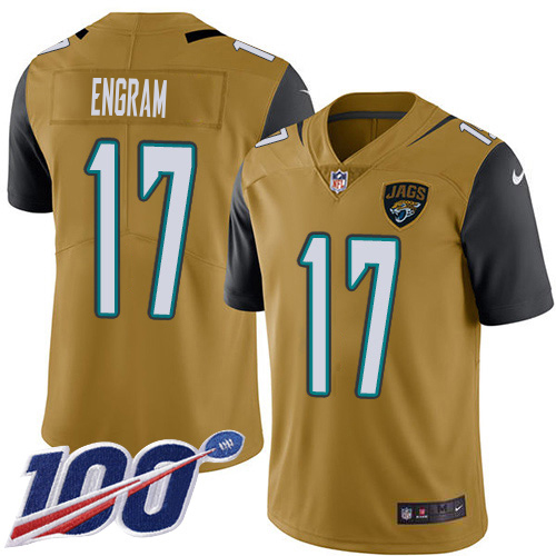 Jaguars #17 Evan Engram Gold Youth Stitched Limited Rush 100th Season Jersey