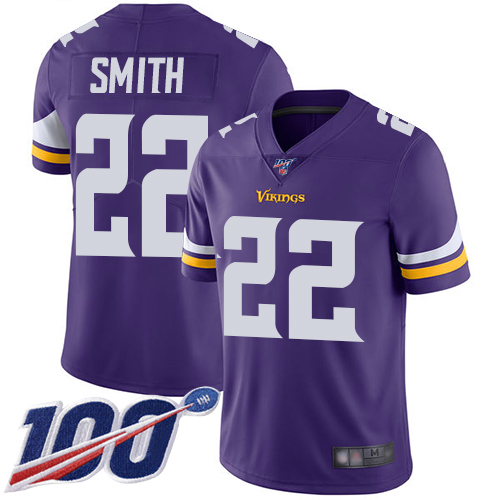 Vikings #22 Harrison Smith Purple Team Color Men's Stitched 100th Season Vapor Limited Jersey