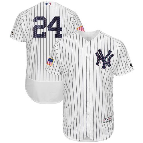 New York Yankees #24 Gary Sanchez White Strip Fashion Stars & Stripes Flexbase Authentic Stitched Jersey Men's