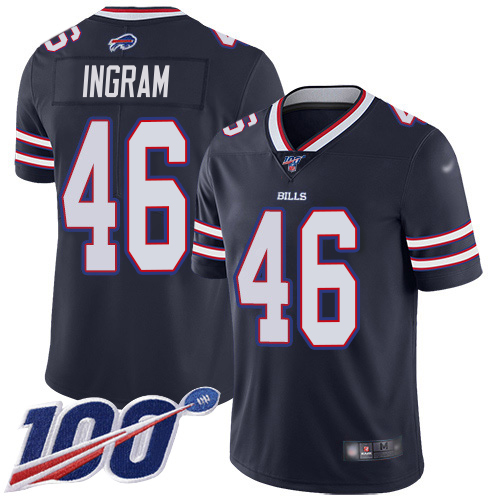 Bills #46 Ja'Marcus Ingram Navy Men's Stitched Limited Inverted Legend 100th Season Jersey