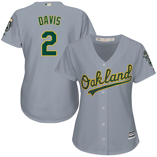 Oakland Athletics #2 Khris Davis Grey Road Women's Stitched Jersey Womens