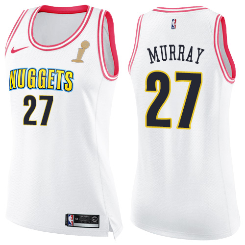 Nuggets #27 Jamal Murray White/Pink Women's 2023 Finals Champions Swingman Fashion Jersey