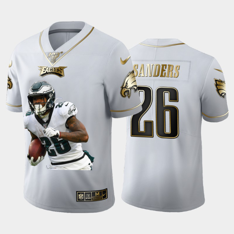 Philadelphia Eagles #26 Miles Sanders Team Hero 2 Vapor Limited 100 Jersey White Golden