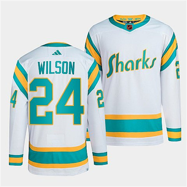 San Jose Sharks #24 Doug Wilson Men's Adidas Reverse Retro 2.0 Authentic Player Jersey - White