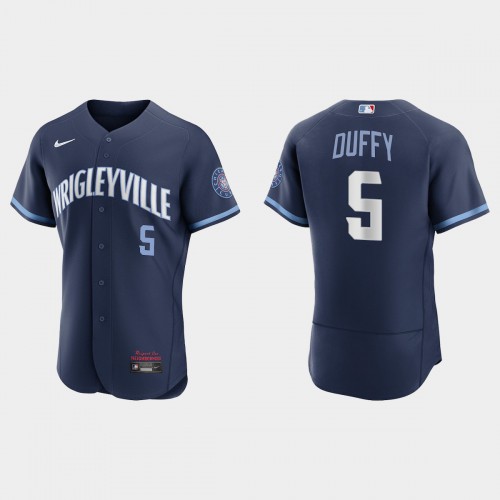 Chicago Chicago Cubs #5 Matt Duffy Men's 2021 City Connect Authentic Navy Jersey Men's