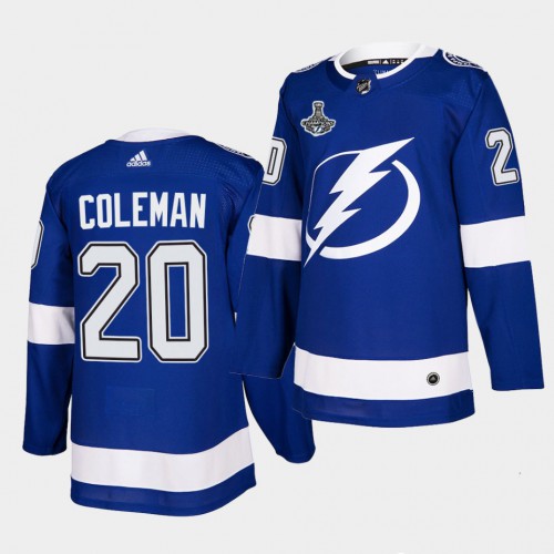 Adidas Tampa Bay Lightning #20 Blake Coleman Blue Home Authentic 2021 Stanley Cup Champions Jersey Men's