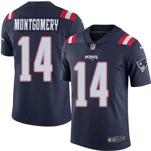 Patriots #14 Ty Montgomery Navy Blue Youth Stitched Limited Rush Jersey