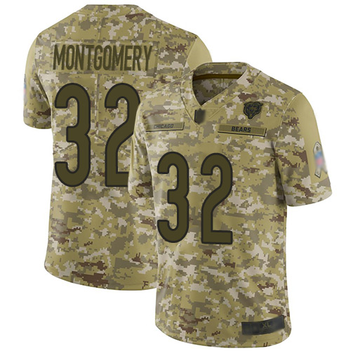 Chicago Bears #32 David Montgomery Camo Men's Stitched Limited 2018 Salute To Service Jersey Men's