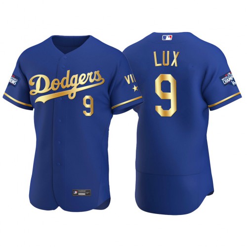 Los Angeles Los Angeles Dodgers #9 Gavin Lux Men's Authentic 2021 Gold Program World Series Champions Jersey Royal Men's