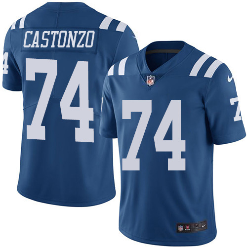 Indianapolis Colts #74 Anthony Castonzo Royal Blue Men's Stitched Limited Rush Jersey Men's