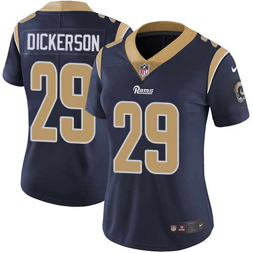 Rams #29 Eric Dickerson Navy Blue Team Color Women's Stitched Vapor Untouchable Limited Jersey