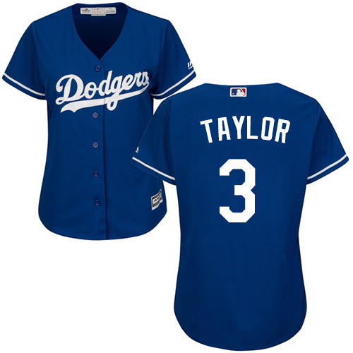 Los Angeles Dodgers #3 Chris Taylor Blue Alternate Women's Stitched Jersey Womens