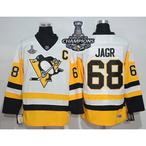 Pittsburgh Penguins #68 Jaromir Jagr White New Away 2017 Stanley Cup Finals Champions Stitched Jersey Men's