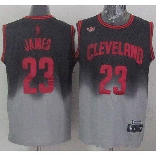 Cleveland Cavaliers #23 LeBron James Black/Grey Fadeaway Fashion Stitched Jersey Mens
