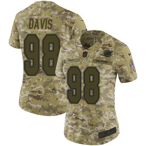 Miami Dolphins #98 Raekwon Davis Camo Women's Stitched Limited 2018 Salute To Service Jersey Womens