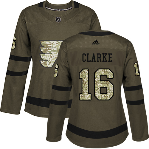 Adidas Philadelphia Flyers #16 Bobby Clarke Green Salute to Service Women's Stitched Jersey Womens