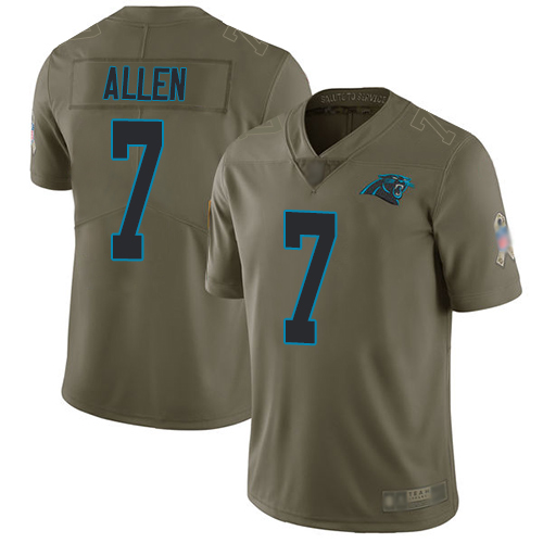 Carolina Panthers #7 Kyle Allen Olive Youth Stitched Limited 2017 Salute to Service Jersey Youth