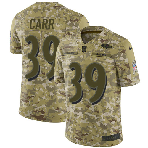 Baltimore Ravens #39 Brandon Carr Camo Men's Stitched Limited 2018 Salute To Service Jersey Men's