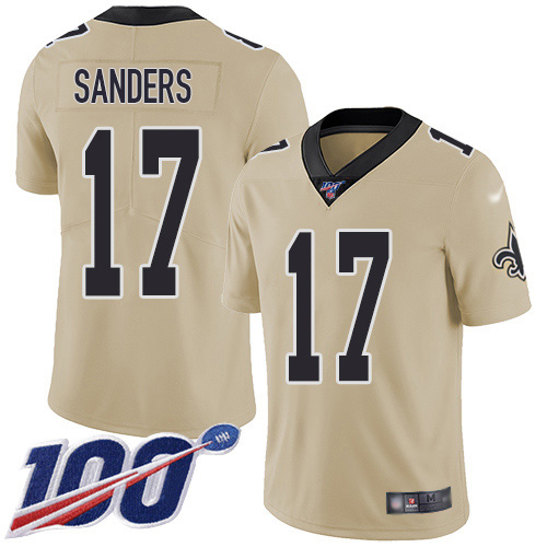 New Orleans Saints #17 Emmanuel Sanders Gold Men's Stitched Limited Inverted Legend 100th Season Jersey Men's