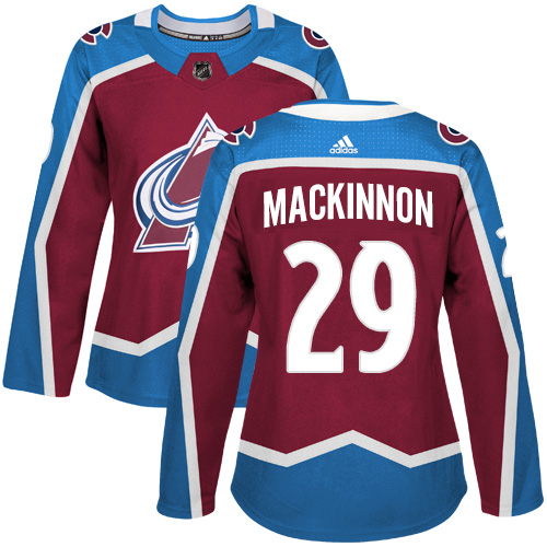 Adidas Colorado Avalanche #29 Nathan MacKinnon Burgundy Home Authentic Women's Stitched Jersey Womens