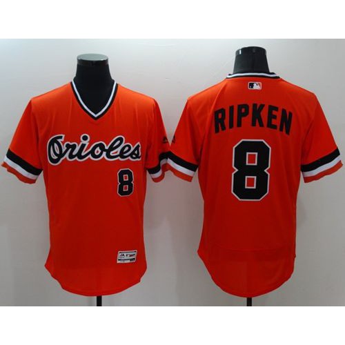 Baltimore Orioles #8 Cal Ripken Orange Flexbase Authentic Collection Cooperstown Stitched Jersey Men's