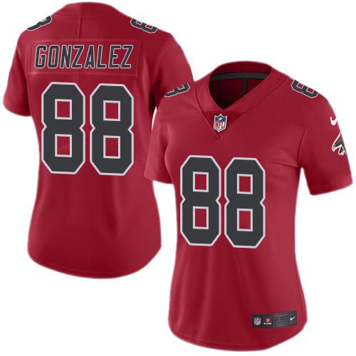 Atlanta Falcons #88 Tony Gonzalez Red Women's Stitched Limited Rush Jersey Womens