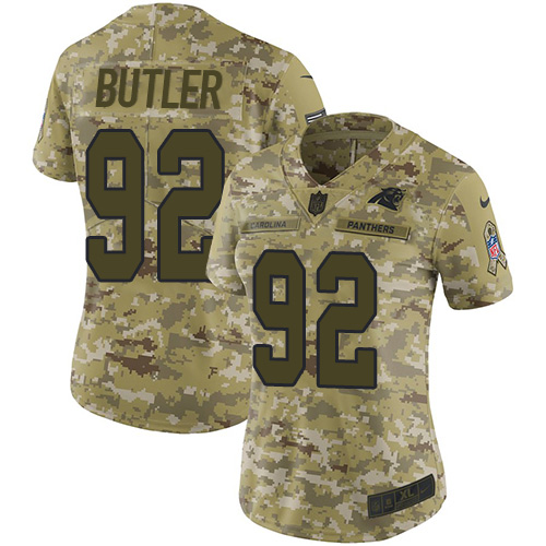 Carolina Panthers #92 Vernon Butler Camo Women's Stitched Limited 2018 Salute to Service Jersey Womens