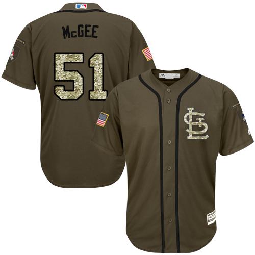 St.Louis Cardinals #51 Willie McGee Green Salute to Service Stitched Jersey Men's