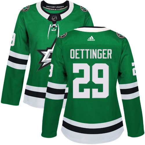 Adidas Dallas Stars #29 Jake Oettinger Green Home Authentic Women's Stitched Jersey Womens