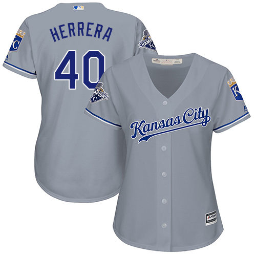 Kansas City Royals #40 Kelvin Herrera Grey Road Women's Stitched Jersey Womens