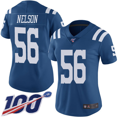 Colts #56 Quenton Nelson Royal Blue Women's Stitched Limited Rush 100th Season Jersey