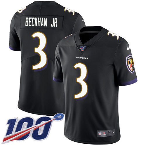 Ravens #3 Odell Beckham Jr. Black Alternate Youth Stitched 100th Season Vapor Untouchable Limited Jersey